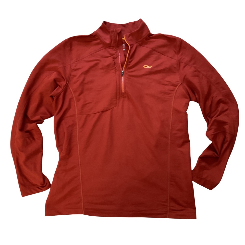 Outdoor Research Mens Quarter Zip Pullover Orange Performance Mid Layer XL
